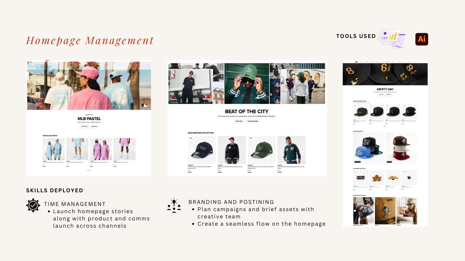 Case study deck, homepage management