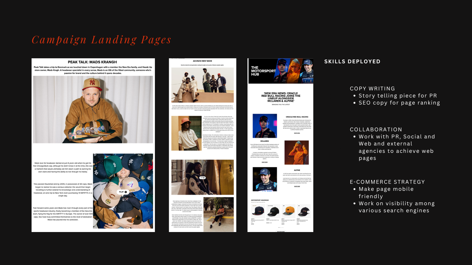 Case study deck, campaign landing pages